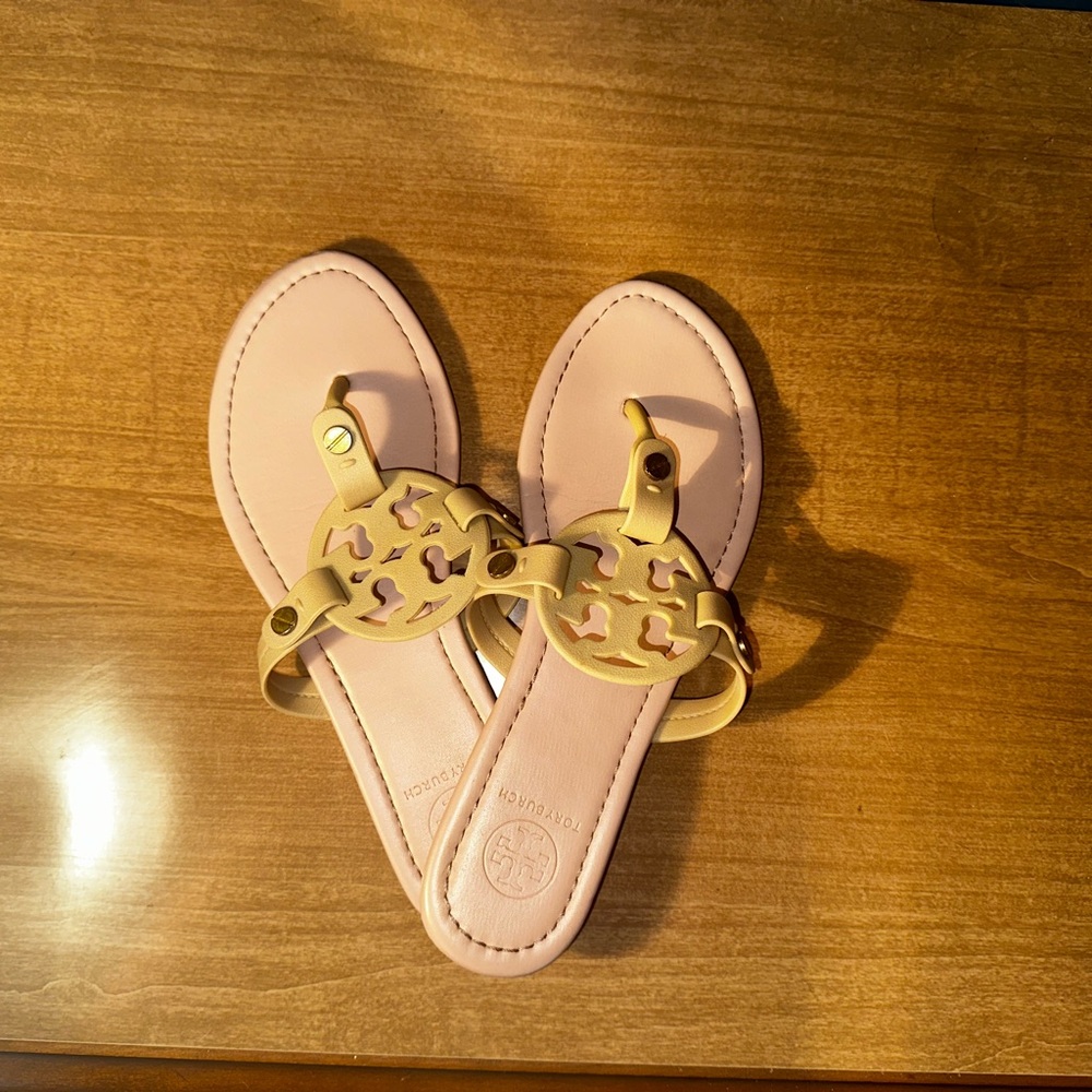 Tory Burch Blush and Gold Sandals